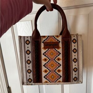 Wrangler Southwestern Print Canvas Tote/Crossbody - Coffee